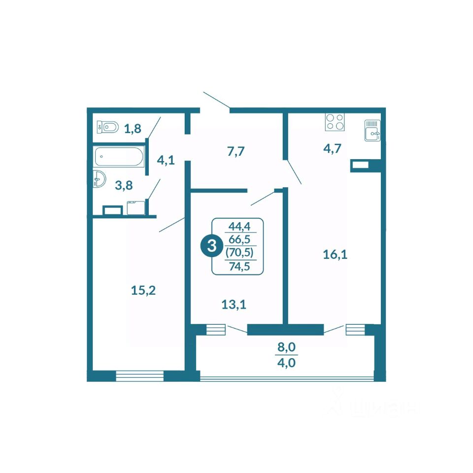 планировка квартиры 75 м2